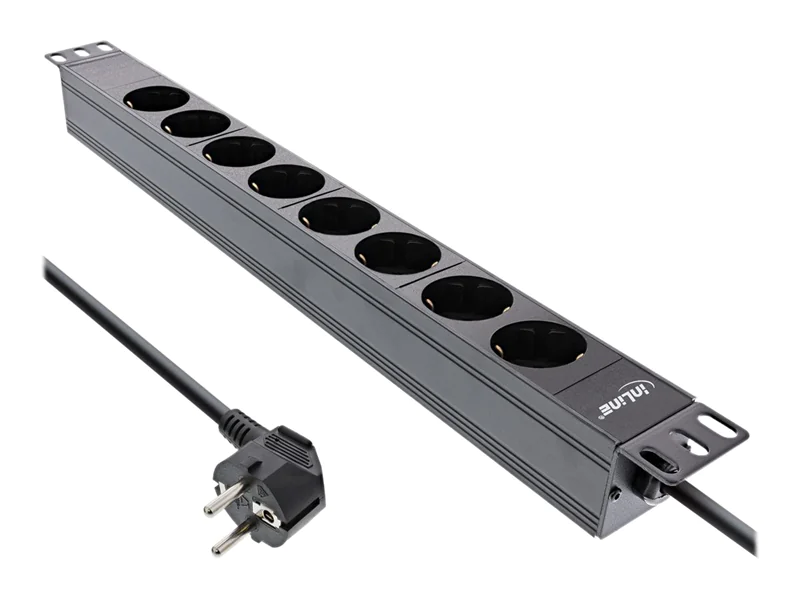 InLine 19" Steckdosenleiste - 8-fach Schutzkontakt - ohne Schalter - 2m - schwarz 16418I