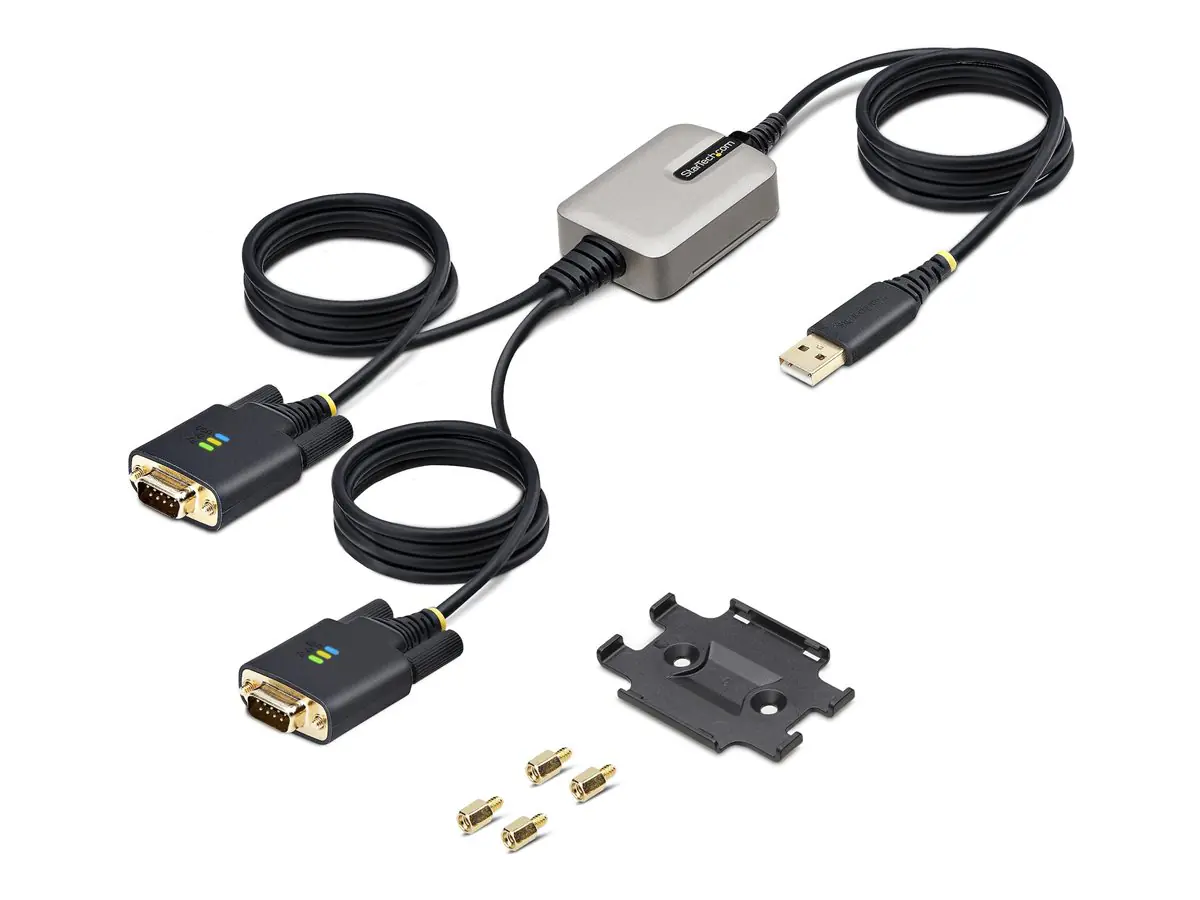 StarTech.com 13ft (4m) 2-Port USB to Serial Adapter Cable, Interchangeable DB9 Screws/Nuts, CO