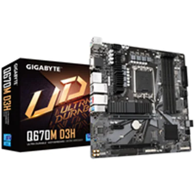 Gigabyte Q670M D3H - Motherboard - micro ATX - LGA1700-Sockel - Q670 Chipsatz - USB-C 3.2 Gen2, USB-C 3.2 Gen 1, USB 3.2 Gen 1 - 2.5 Gigabit LAN - Onboard-Grafik (CPU erforderlich) - HD Audio (8-Kanal)