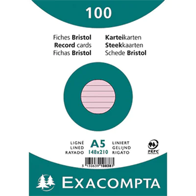 Exacompta Karteikarte 10838SE DIN A5 liniert rosa 100 St./Pack. Exacompta Karteikarte 10838SE DIN A5 liniert rosa 100 St./Pack.
