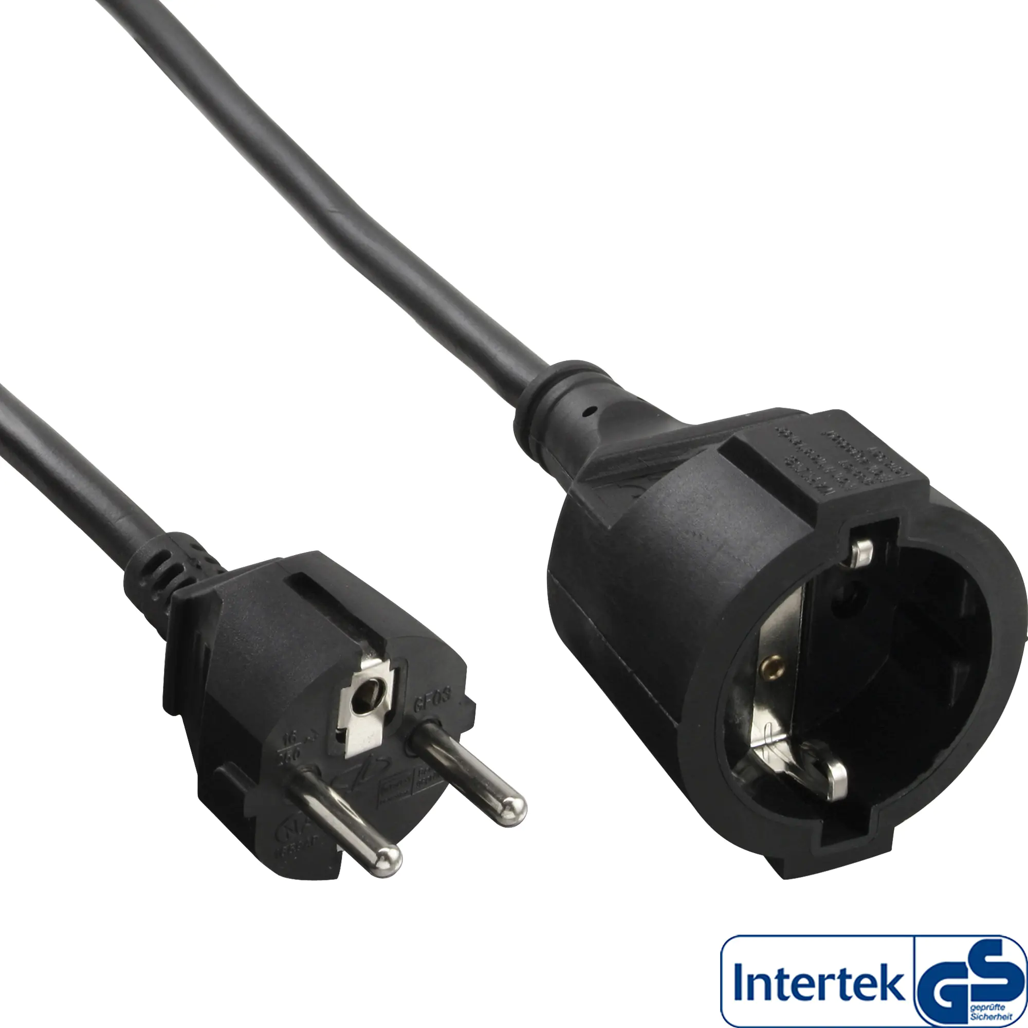 InLine - Spannungsversorgungs-Verlängerungskabel - power CEE 7/7 (M) zu power CEE 7/7 (W) - Wechselstrom 230 V - 1 m - Schwarz