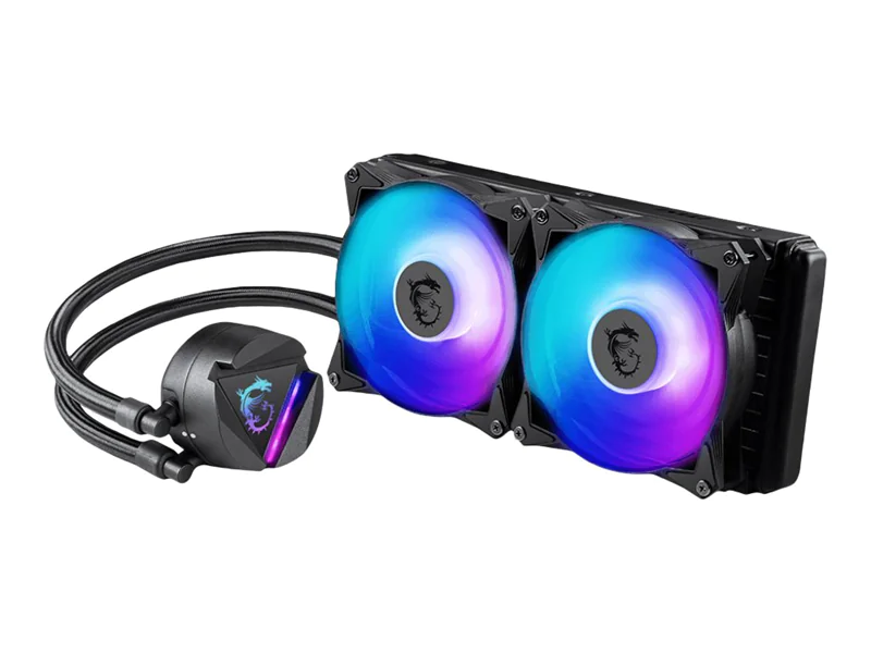 MSI MAG CORELIQUID 240R V2 - Prozessor-Flüssigkeitskühlsystem - Kühlergröße: 240 mm - (für: LGA1156, AM2, AM2+, LGA1366, AM3, LGA1155, AM3+, LGA2011, FM1, FM2, LGA1150, FM2+, LGA2011-3, LGA1151, AM4, LGA2066, LGA1200, LGA1700) - 120 mm