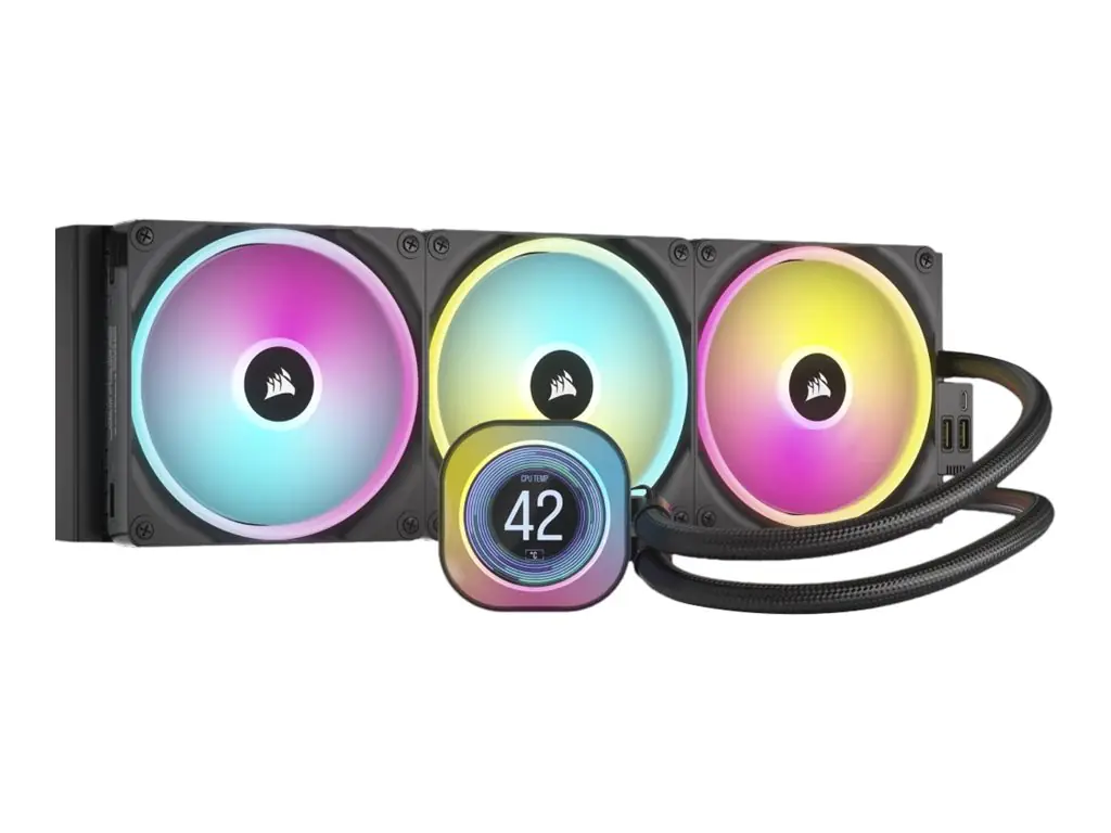 CORSAIR iCUE Link H170i LCD - Prozessor-Flüssigkeitskühlsystem - Kühlergröße: 420 mm - (für: LGA1156, LGA1155, LGA1150, LGA1151, AM4, LGA1200, LGA1700, AM5) - Kupfer - 140 mm