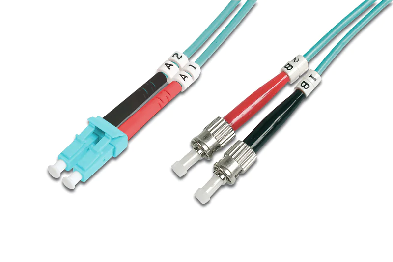 DIGITUS Professional - Patch-Kabel - ST multi-mode (M) bis LC Multi-Mode (M) - 1 m - Glasfaser - Duplex - 50/125 Mikrometer - OM3 - geschirmt, halogenfrei - Aquamarin DIGITUS Professional - Patch-Kabel - ST multi-mode (M) bis LC Multi-Mode (M) - 1 m - Glasfaser - Duplex - 50/125 Mikrometer - OM3 - geschirmt, halogenfrei - Aquamarin