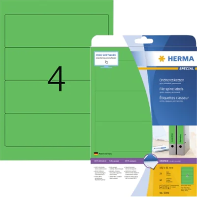 HERMA Ordneretikett 5099 192x61mm sk grün 80 St./Pack.