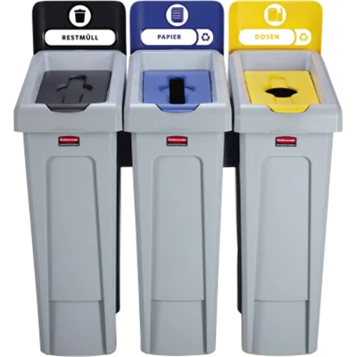 Rubbermaid Recyclingset Slim Jim 2057607 schwarz/blau/gelb Rubbermaid Recyclingset Slim Jim 2057607 schwarz/blau/gelb