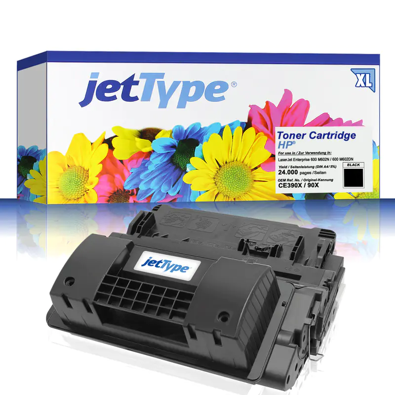 jetType Toner kompatibel zu HP CE390X 90X schwarz 24.000 Seiten Große Füllmenge 1 Stück jetType Toner kompatibel zu HP CE390X 90X schwarz 24.000 Seiten Große Füllmenge 1 Stück