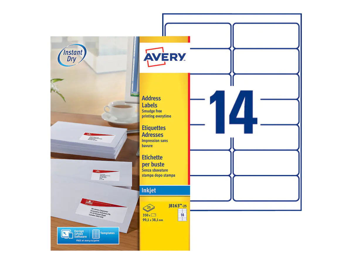 Etikett Adress 99,1x38,1mm DIN lang Inkjet spezialb. 1400St 100Blatt