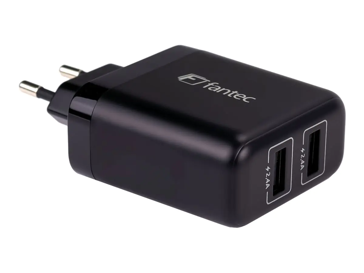 FANTEC SC-A224 - Netzteil - 24 Watt - 4.8 A - QC - 2 Ausgabeanschlussstellen (USB)