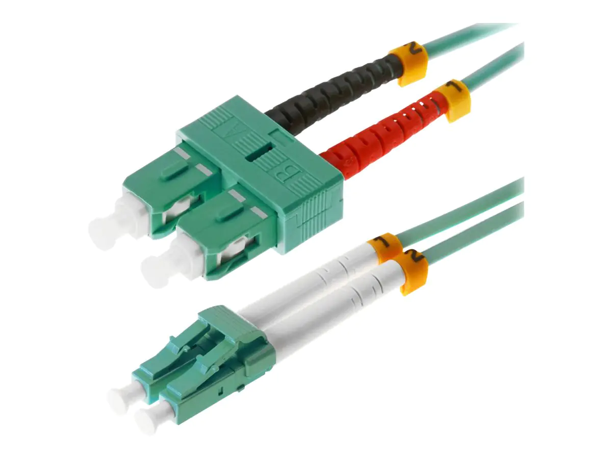 Helos - Patch-Kabel - LC Multi-Mode (M) bis SC multi-mode (M) - 2 m - Glasfaser - Duplex - 50/125 Mikrometer - OM3 - Aquamarin Helos - Patch-Kabel - LC Multi-Mode (M) bis SC multi-mode (M) - 2 m - Glasfaser - Duplex - 50/125 Mikrometer - OM3 - Aquamarin
