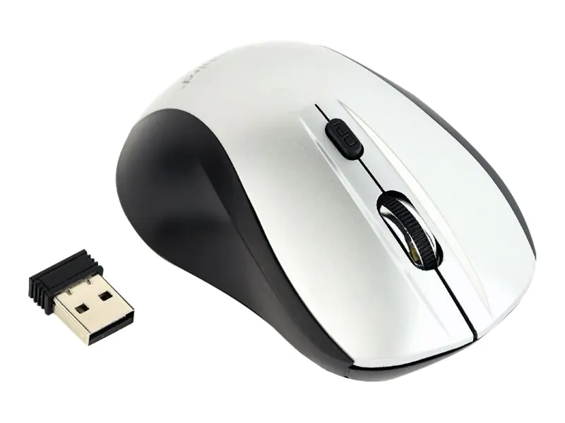 Gembird MUSW-4B-02-BS - Maus - optisch - 4 Tasten - kabellos - 2.4 GHz - kabelloser Empfänger (USB) - Schwarz/Silber - Blister-Verpackung