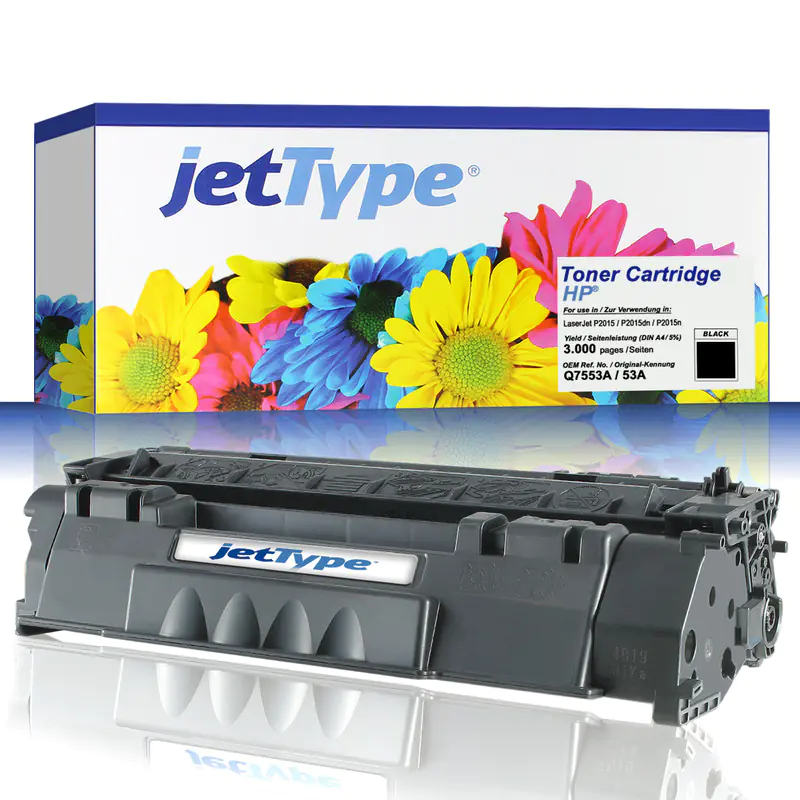 jetType Toner kompatibel zu HP Q7553A 53A schwarz 3.000 Seiten 1 Stück jetType Toner kompatibel zu HP Q7553A 53A schwarz 3.000 Seiten 1 Stück