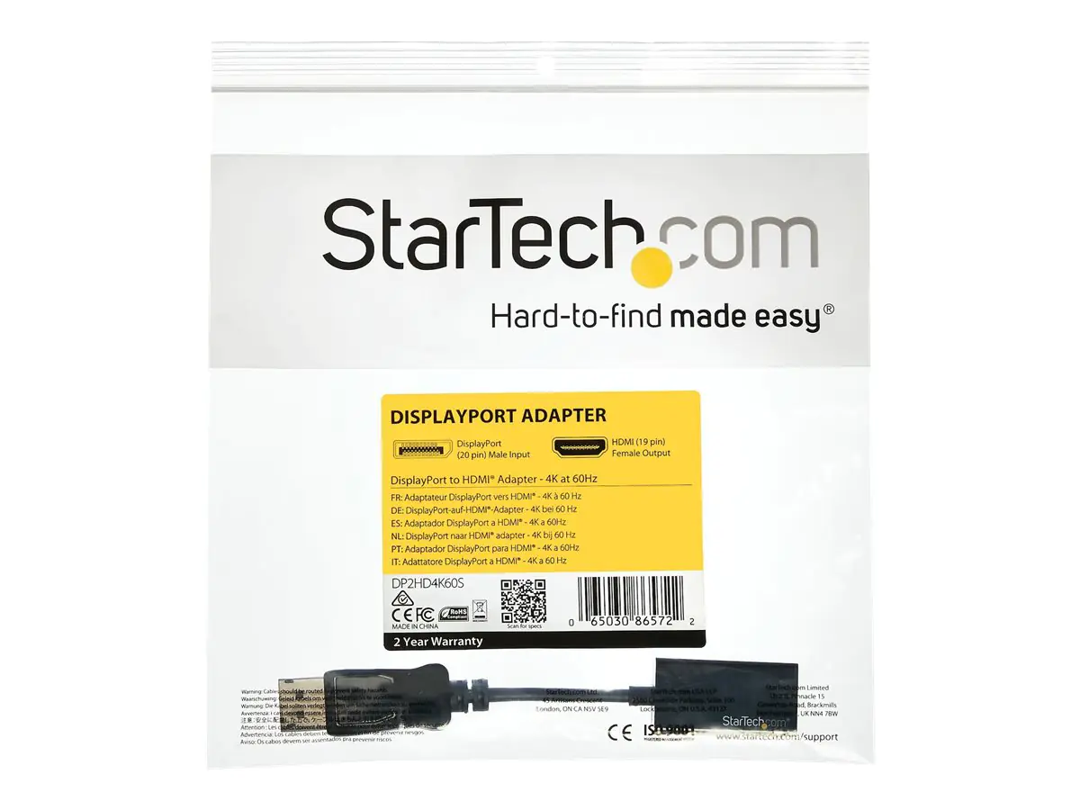 StarTech.com StarTech DisplayPort auf HDMI Adapter - 4K DP DP2HD4K60S