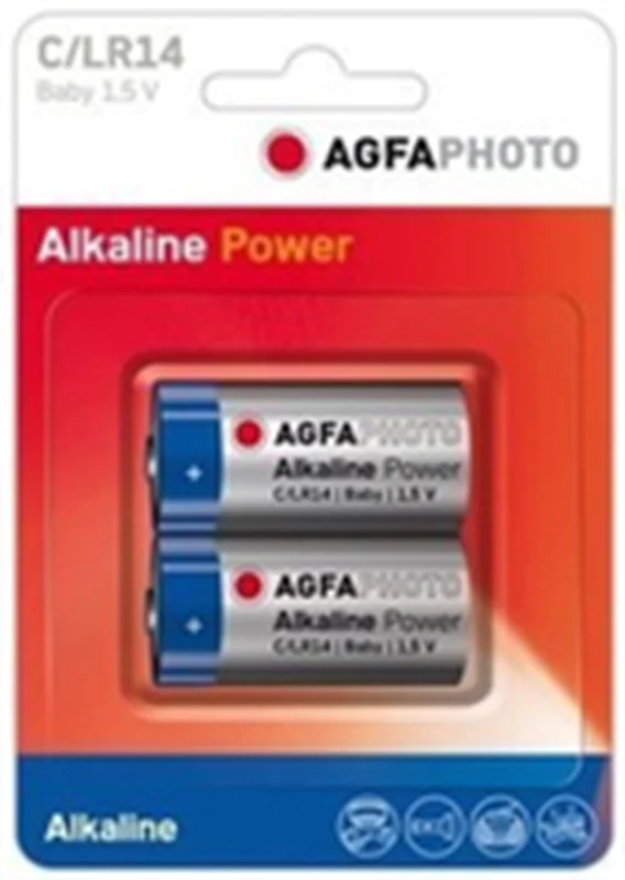 AgfaPhoto 110-802626, Einwegbatterie, C, Alkali, 1,5 V, 2 Stück(e), Blau, Grau 110802626