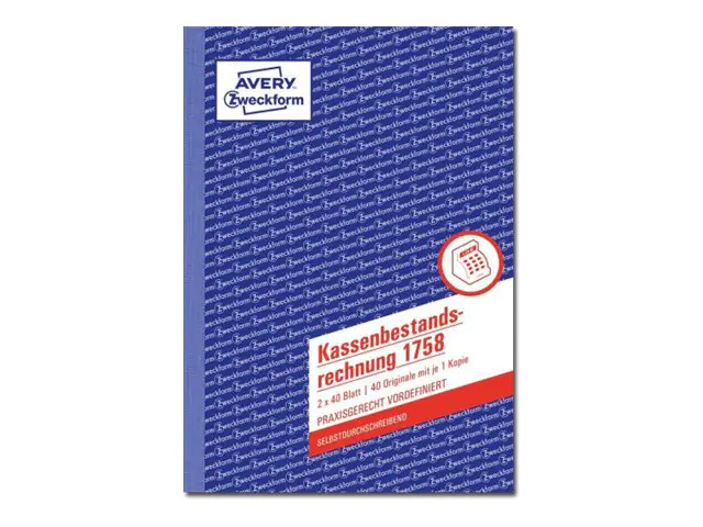 Avery Zweckform Kassenbuch - 40 Blatt - A5 (148 x 210 mm) 1758
