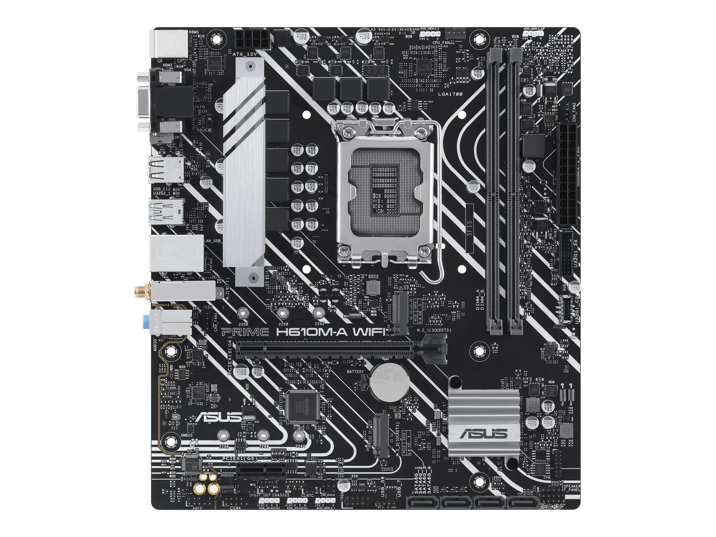ASUS PRIME H610M-A WIFI - Motherboard - micro ATX - LGA1700 Sockel - H610 Chipsatz - USB 3.2 Gen 2, USB 3.2 Gen 1 - Gigabit LAN, Wi-Fi, Bluetooth - Onboard-Grafik (CPU erforderlich) 90MB1G00-M0EAY0