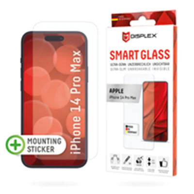 DISPLEX Smart Glass (9H) für Apple iPhone 14 Pro Max, Montagesticker, unzerbrechlich, ultra-dünn, unsichtbar, Apple, iPhone 14 Pro Max, Trockene Anwendung, Schlagfest, Kratzresistent, Staubresistent, Transparent, 1 Stück(e) 01717