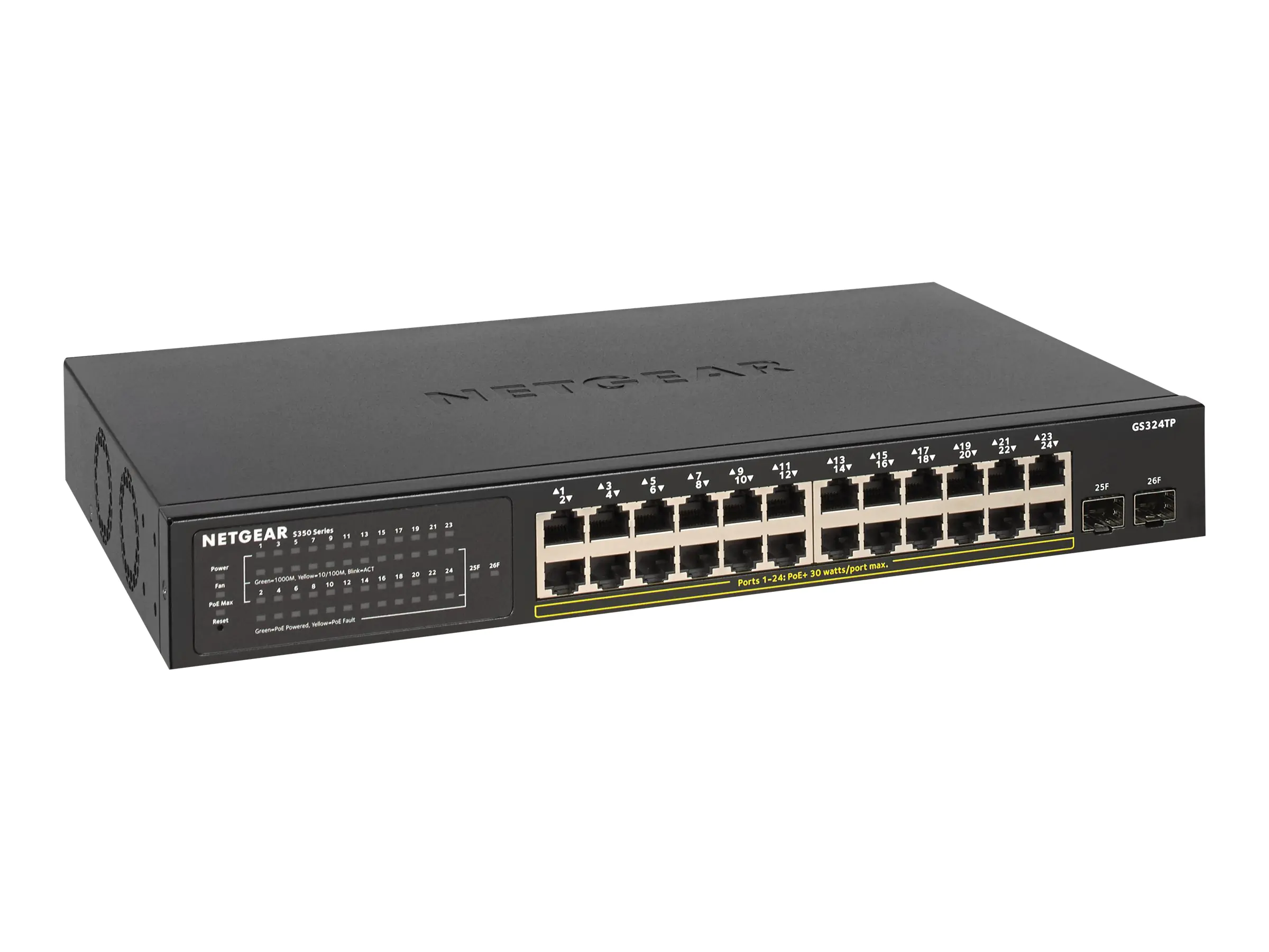 Netgear Smart GS324TP - Switch - Smart - 24 x 10/100/1000 (PoE+) + 2 x SFP - Desktop, an Rack montierbar - PoE+ (190 W)