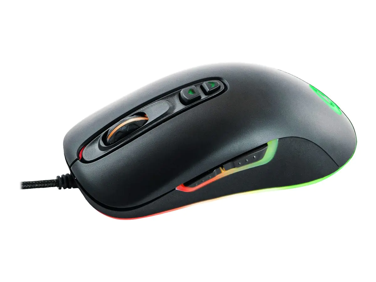 Qpad DX-80 - Maus - Für Rechtshänder - optisch - 7 Tasten - kabelgebunden - USB - Silk Black