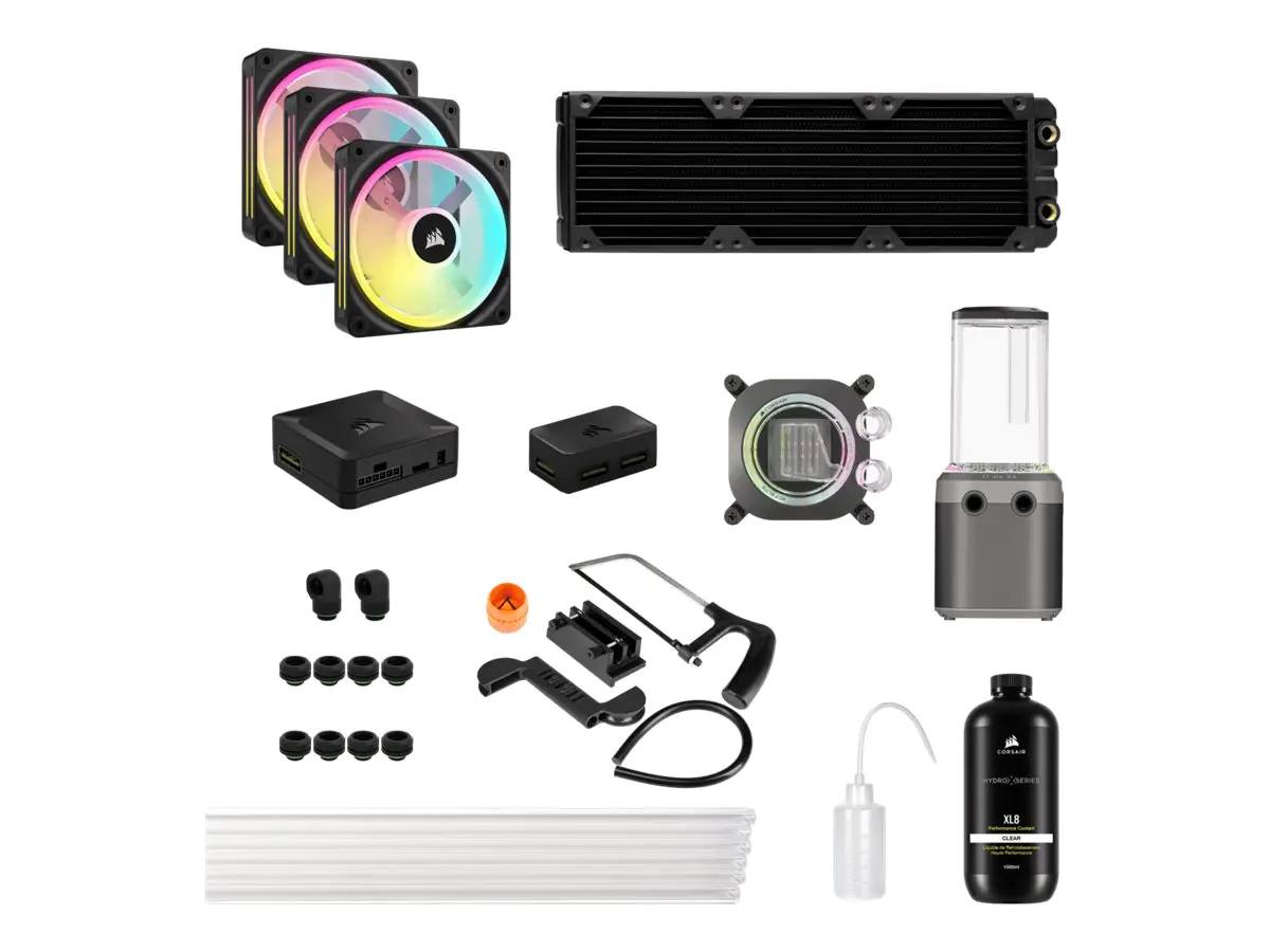 CORSAIR Hydro X Series iCUE LINK XH405i RGB - Satz für flüssiges Kühlsystem - mit Temperatursensor - Kühlergröße: 360 mm - (für: AM4, LGA1700, AM5) - 120 mm - Stealth Gray