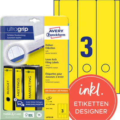 Avery Zweckform Ordneretikett L4755-20 lang/breit ge 60 St./Pack.