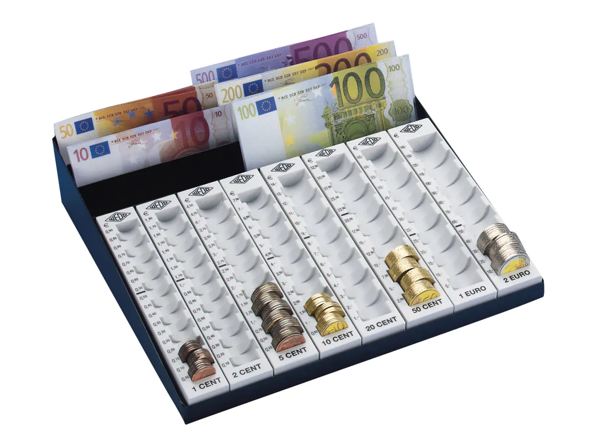 WEDO Geldzählkasse 160790037 Scheinfach/Münzrillen lichtgrau