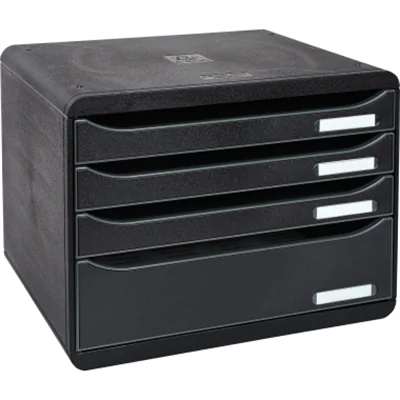 Exacompta Schubladenbox BIG-BOX plus quer 4 Schubladen DIN A4, Überbreite Polystyrol Gehäusefarbe: schwarz Farbe der Schublade: schwarz Exacompta Schubladenbox BIG-BOX plus quer 4 Schubladen DIN A4, Überbreite Polystyrol Gehäusefarbe: schwarz Farbe der Schublade: schwarz
