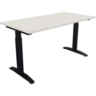 Schreibtisch Kufe Einzels. Quadrat B1400xT700xH650-850 an/Weiß