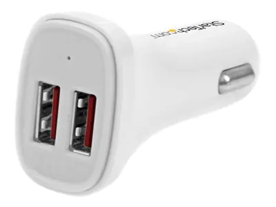 StarTech Dual Port USB KFZ Ladegerät - 24W/4.8 - Weiß - 2 Port USB Autoladegerät - Auto-Netzteil - 24 Watt - 4.8 A - 2 Ausgabeanschlussstellen (USB) - weiß - für P/N: USBLT1MW, USBLT1MWS, USBLT2MBR, USBLT2MW, USBLT30CMW, USBLTM1MBK, USBLTM1MWH