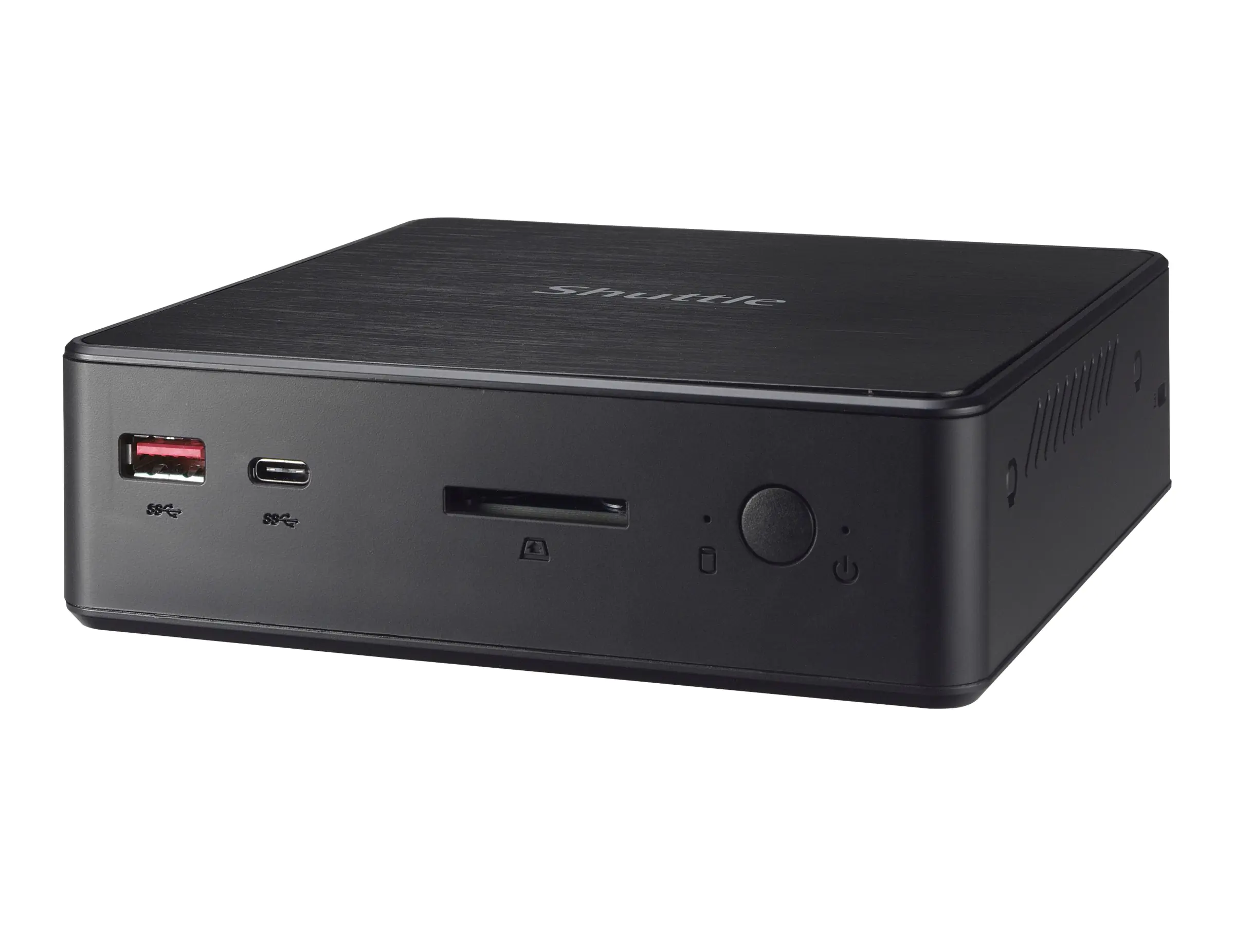 Shuttle XPC nano NC10U3 - Barebone - Mini-PC - 1 x Core i3 8145U / 1.8 GHz ULV - RAM 0 GB - UHD Graphics 620 - 1GbE - WLAN: 802.11b/g/n - Schwarz