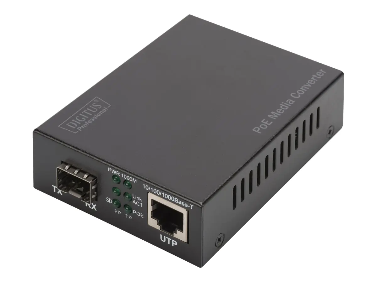 DIGITUS Gigabit PoE Medienkonverter, RJ45 / SFP, PSE DN-82140