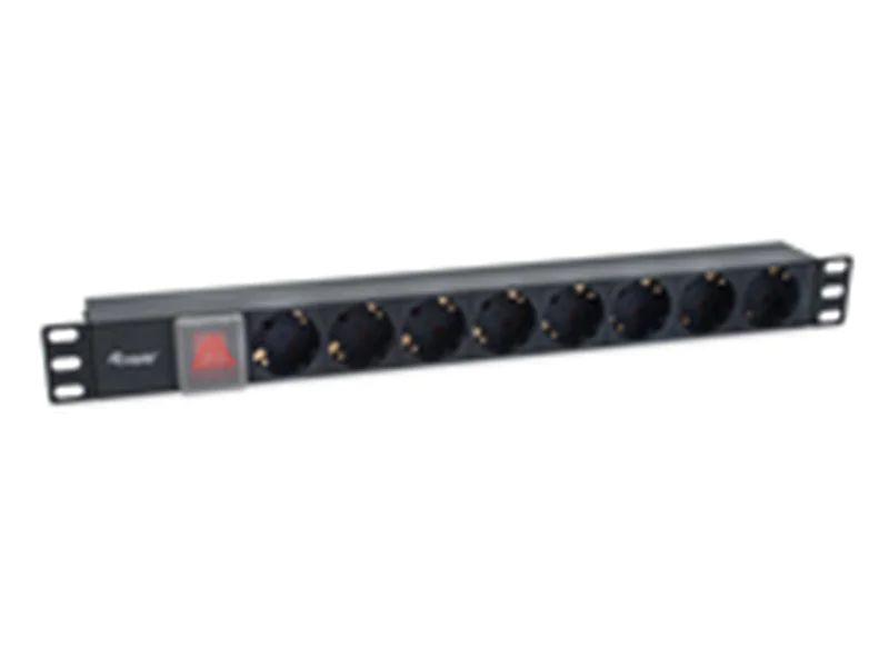 Equip 8-Fach Deutsche Steckdosenleiste, 1U, Horizontal, Kunststoff, Schwarz, Schwarz, 8 AC-Ausgänge 333286