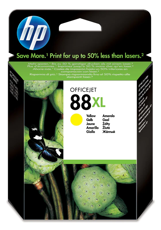 HP 88XL High Yield Yellow Original Ink Cartridge, Hohe (XL-) Ausbeute, Gelb, Farbsublimations-Tinte, 17,1 ml, 1 Stück(e), 1540 Seiten C9393AE
