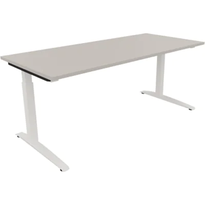 Schreibtisch Kufe Einzels. Quadrat B1800xT800xH650-850 ws/Lichtgrau