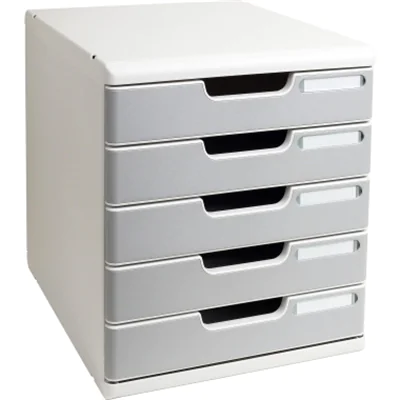 Exacompta Schubladenbox MODULO 5 Schubladen DIN A4+ Polystyrol Gehäusefarbe: lichtgrau Farbe der Schublade: steingrau Exacompta Schubladenbox MODULO 5 Schubladen DIN A4+ Polystyrol Gehäusefarbe: lichtgrau Farbe der Schublade: steingrau
