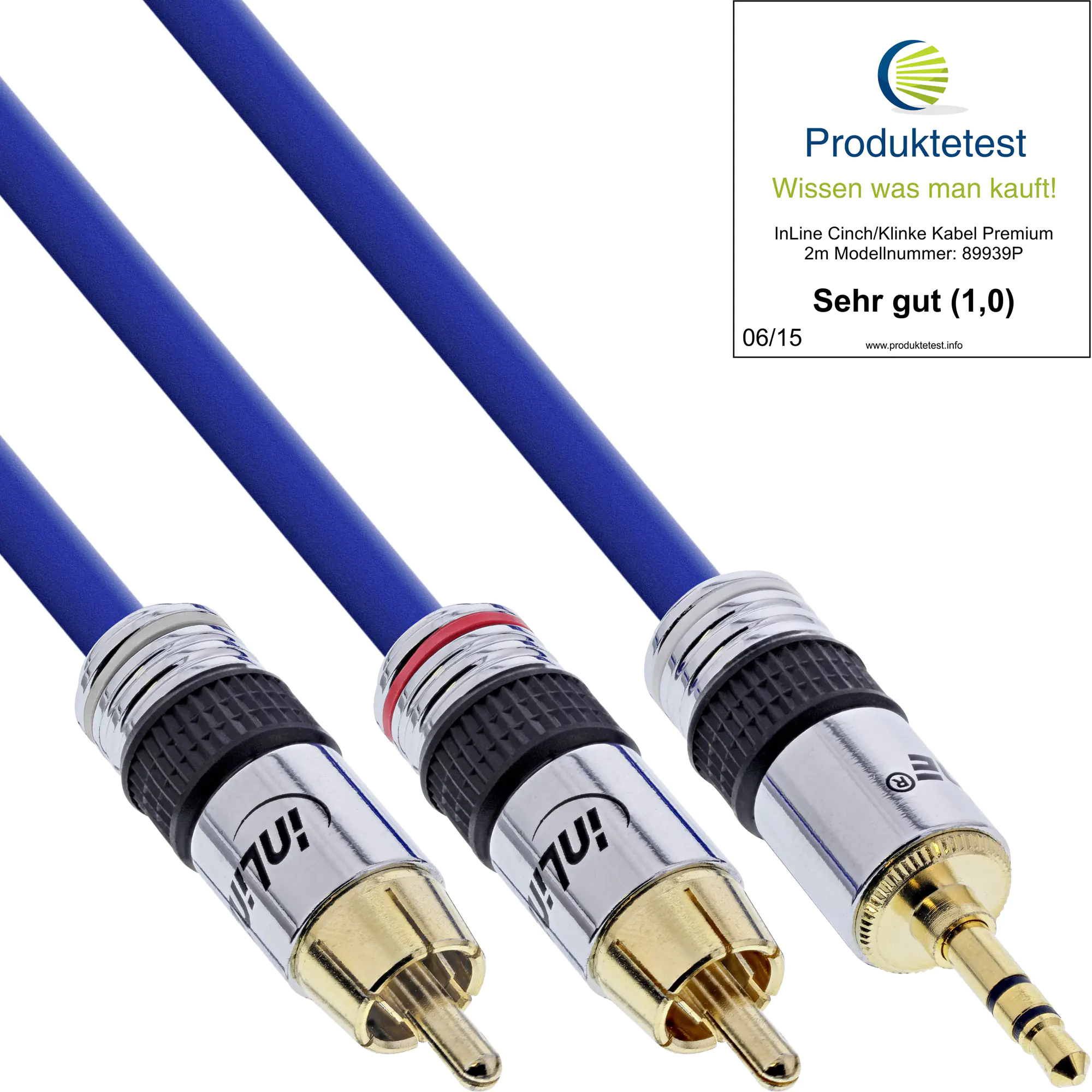 InLine Cinch/Klinke Kabel - PREMIUM - 2x Cinch Stecker an 3,5mm Klinke - 3m 89938