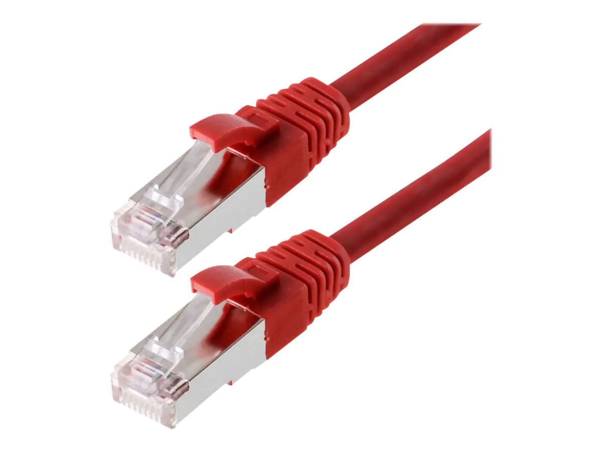 Helos - Patch-Kabel - RJ-45 (M) bis RJ-45 (M) - 3 m - SF/UTP - CAT 5e - geformt, ohne Haken - Rot Helos - Patch-Kabel - RJ-45 (M) bis RJ-45 (M) - 3 m - SF/UTP - CAT 5e - geformt, ohne Haken - Rot