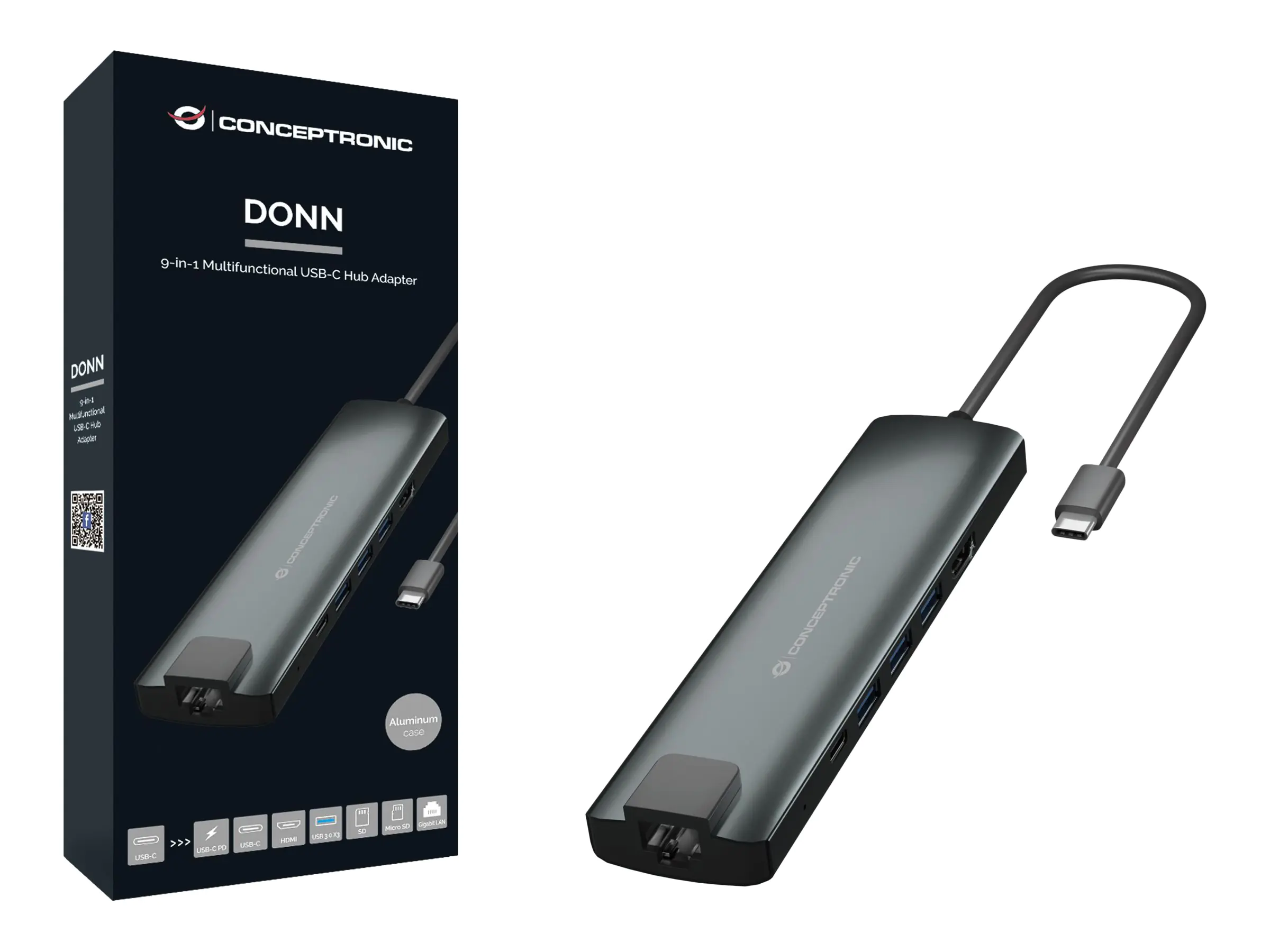 Conceptronic Dock USB-C->HDMI 2xUSB-C 100WPD+ 20cm gr