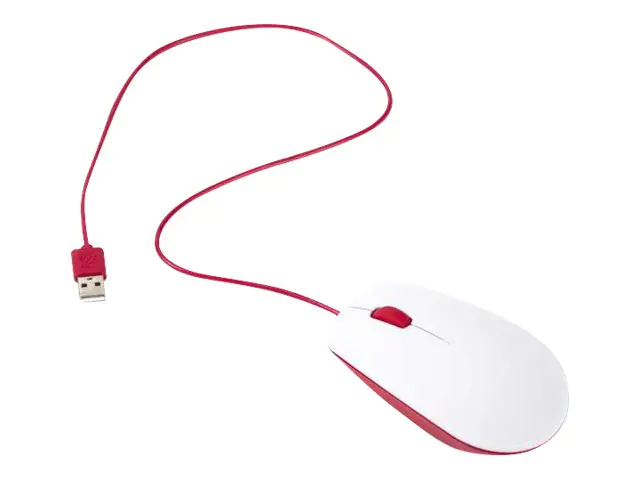 Raspberry Pi - Maus - rechts- und linkshändig - optisch - 3 Tasten - kabelgebunden - USB - weiß, Rot