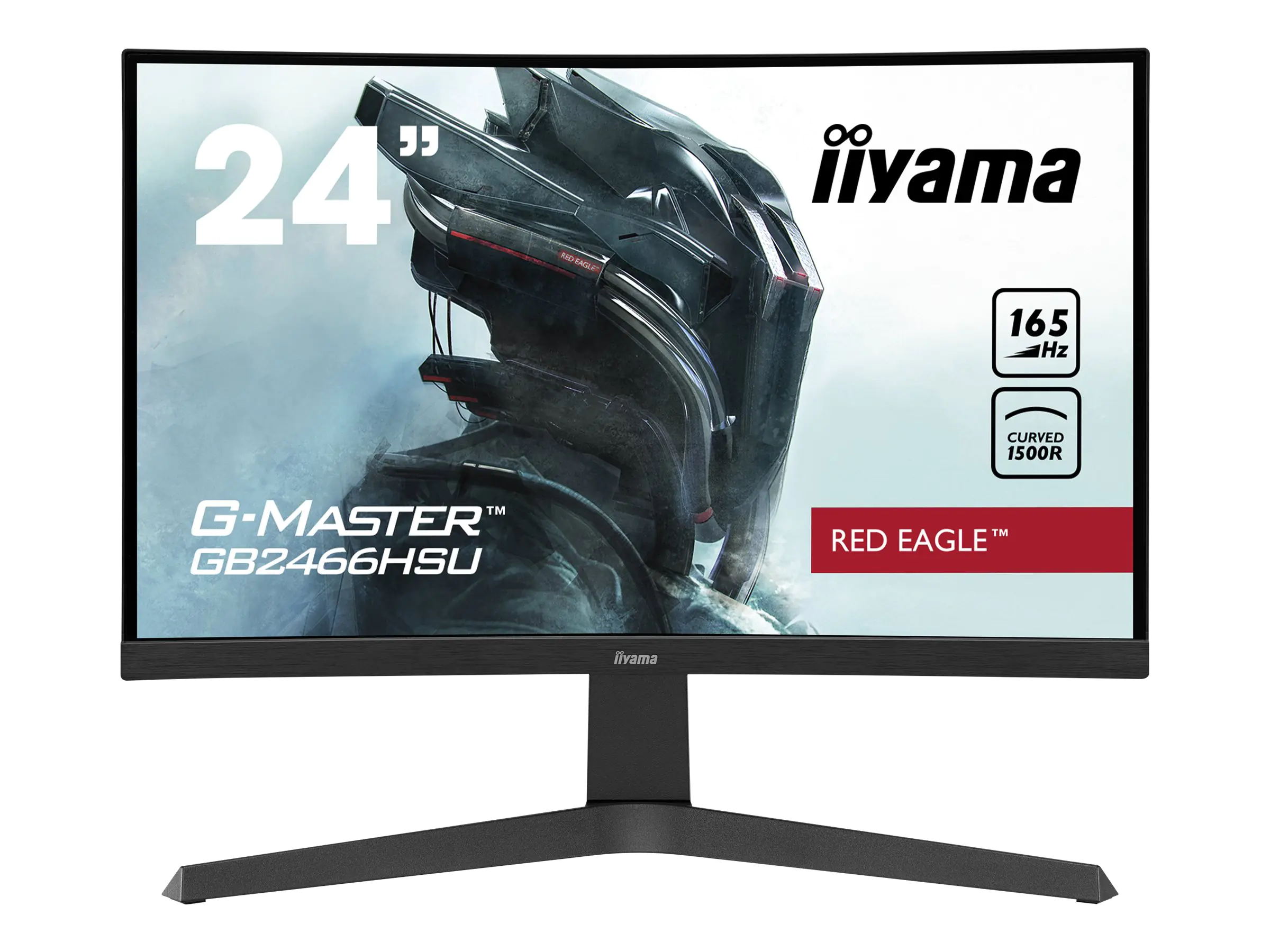 Iiyama G-MASTER Red Eagle GB2466HSU-B1 - LED-Monitor - gebogen - 61 cm (24") (23.6" sichtbar) - 1920 x 1080 Full HD (1080p) @ 165 Hz - VA - 250 cd/m² - 3000:1 - 1 ms - 2xHDMI, DisplayPort - Lautsprecher - mattschwarz