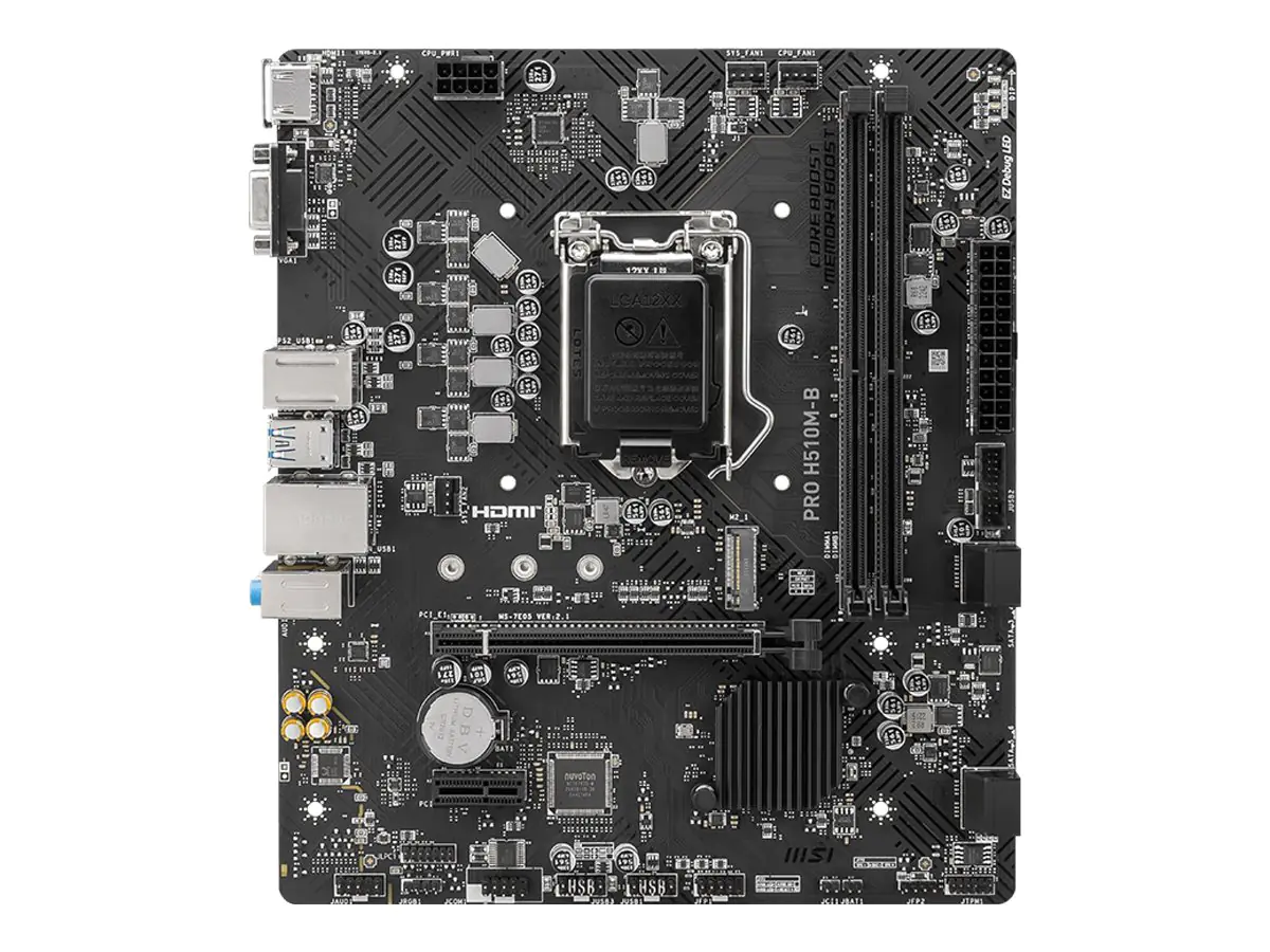 MSI PRO H510M-B - Motherboard - micro ATX - LGA1200-Sockel - H510 Chipsatz - USB 3.2 Gen 1 - Gigabit LAN - Onboard-Grafik (CPU erforderlich) - HD Audio (8-Kanal)