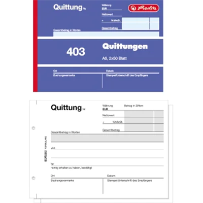 Herlitz Quittungsblock 403 886614 A6 quer Blaupapier 2x50Blatt Herlitz Quittungsblock 403 886614 A6 quer Blaupapier 2x50Blatt