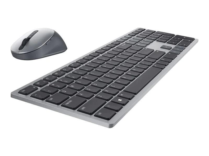Dell Pro Plus-Tastatur und -Maus – KM7321W - US international (QWERTY), Kabellos, RF Wireless + Bluetooth, Scherenschalter, QWERTY, Grau, Titan, Maus enthalten KM7321WGY-INT