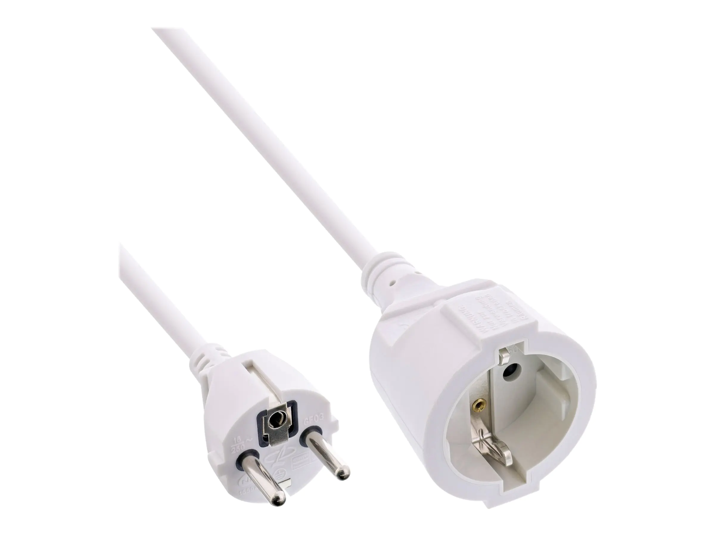 InLine - Spannungsversorgungs-Verlängerungskabel - power CEE 7/7 (M) zu power CEE 7/7 (W) - Wechselstrom 230 V - 20 m - weiß