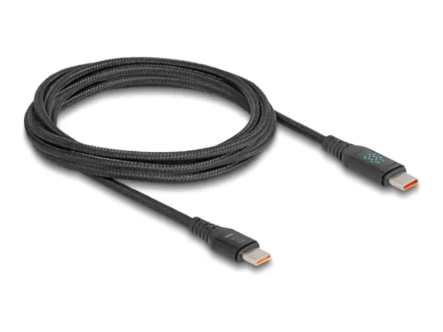 Delock - USB-Kabel - 24 pin USB-C (M) zu 24 pin USB-C (M) - 28 V - 5 A - 1.2 m - unterstützt Power Delivery 3,1, bis zu 480 Mbps, mit Kontrollleuchte, USB Power Delivery (140W) - Schwarz