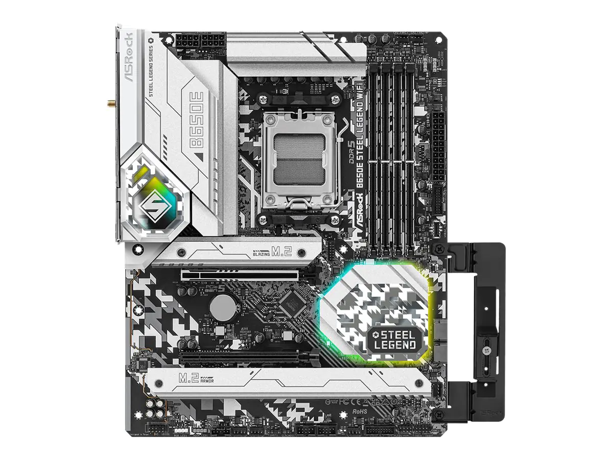 ASRock B650E Steel Legend WiFi - Motherboard - ATX - Socket AM5 - AMD B650 Chipsatz - USB 3.2 Gen 1, USB 3.2 Gen 2, USB-C 3.2 Gen2, USB-C 3.2 Gen 2x2 - Bluetooth, 2.5 Gigabit LAN, Wi-Fi 6 - Onboard-Grafik (CPU erforderlich) - High Definition Audio (7.1-Ch