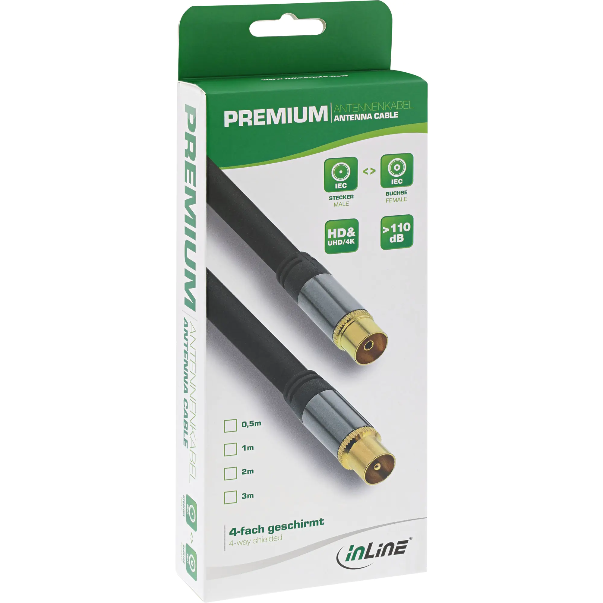 InLine Premium Antennenkabel - 4x geschirmt - >110dB - schwarz - 3m 69203P