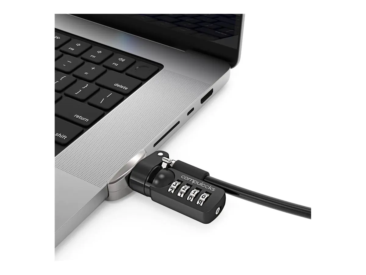 Compulocks Ledge Lock Adapter for MacBook Pro 16" M1, M2 & M3 with Combination Cable Lock - Sicherheitsschlossadapter - mit Kombinationsschloss - für Apple MacBook Pro 16 (M1, M2) MBPR16LDG02CL