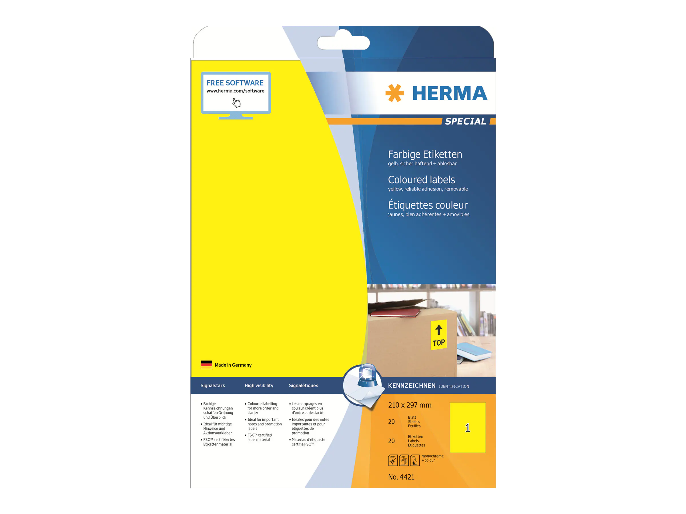 HERMA Special - Papier - matt - permanent selbstklebend - Gelb - A4 (210 x 297 mm) 4421