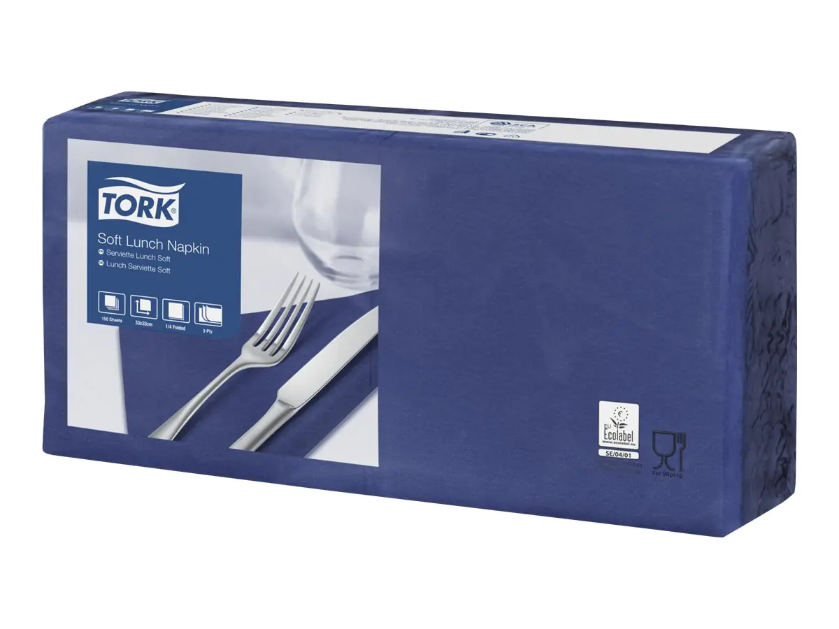Tork Serviette 477412 33x33cm 3lg. 1/4 Falz dunkelblau 150 St./Pack.